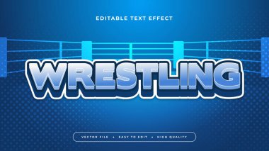 Mavi ve beyaz güreş 3d düzenlenebilir metin efekti - yazı tipi