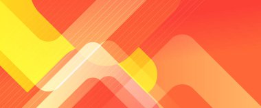 Geometrik şekilli sarı beyaz ve turuncu afiş. İş afişi, resmi arkaplan, prestijli kupon, lüks davet, duvar kağıdı ve arka plan için