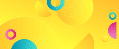 Mavi, sarı, pembe, modern ve basit, geometrik şekilli sancak taşıyıcısı. Arkaplan sunumu, arkaplan, duvar kağıdı, afiş, broşür, web düzeni ve kapak için