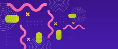 Geometrik şekilli yeşil ve mor menekşe soyut afiş. İş afişi, resmi arkaplan, prestijli kupon, lüks davet, duvar kağıdı ve arka plan için