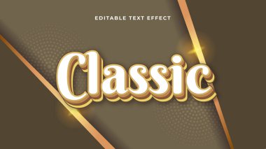 Beyaz kahverengi ve altın klasik 3d düzenlenebilir metin efekti - yazı tipi biçimi