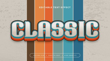 Renkli klasik 3d düzenlenebilir metin efekti - yazı tipi biçimi