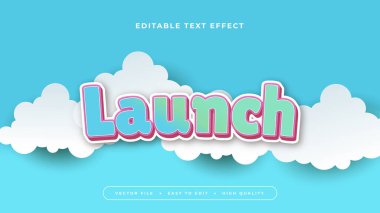 Mavi beyaz ve yeşil başlatma 3d düzenlenebilir metin efekti - yazı tipi