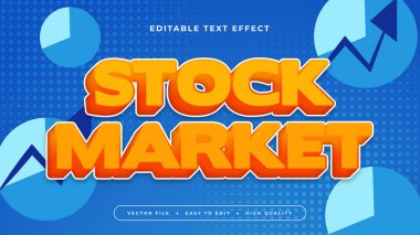 Mavi ve turuncu borsa 3d düzenlenebilir metin efekti - yazı tipi biçimi