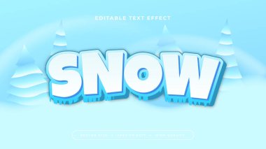 Mavi ve beyaz kar 3d değiştirilebilir metin efekti - yazı tipi biçimi