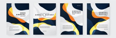 Yıllık rapor, kapak, vektör şablonu broşürleri, el ilanları, sunumlar, broşürler, broşürler, broşürler, dergi a4 boyutu için geometrik şekillerle renkli vektör işleri yıllık rapor şablonu