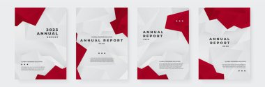 Broşür, dergi, poster, iş sunumu, broşür, broşür, broşür, broşür, afiş, ilan, web sitesi için modern ve basit bir stile sahip kırmızı ve beyaz vektör soyut iş yıllık raporu