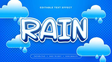 Mavi ve beyaz yağmur 3d düzenlenebilir metin efekti - yazı tipi