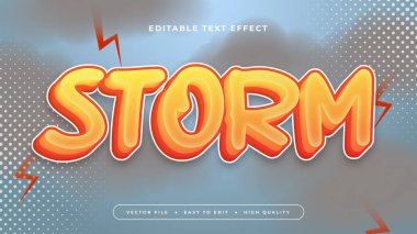 Turuncu gri ve mavi fırtına 3d düzenlenebilir metin efekti - yazı tipi