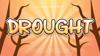 Şeftali sarısı ve kahverengi kuraklık 3d düzenlenebilir metin efekti - yazı tipi biçimi