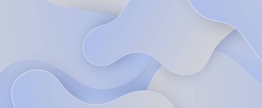 Beyaz ve mavi vektör basit minimalist stil soyut gradyan pankart tasarımı, dalgalar ve sıvı şekilli. Sunumlar, el ilanları, posterler, arkaplan, yıllık rapor, davetiyeler için vektör tasarımı