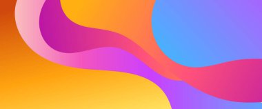 Renkli vektör basit gradyan pankart, dalgalar ve sıvı şekilli. Sunumlar, el ilanları, posterler, arkaplan, yıllık rapor, davetiyeler için vektör tasarımı