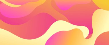 Renkli vektör basit gradyan pankart, dalgalar ve sıvı şekilli. Sunumlar, el ilanları, posterler, arkaplan, yıllık rapor, davetiyeler için vektör tasarımı