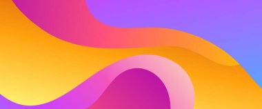 Renkli vektör basit minimalist stil soyut gradyan pankart tasarımı, dalgalar ve sıvı şekilli. Sunumlar, el ilanları, posterler, arkaplan, yıllık rapor, davetiyeler için vektör tasarımı