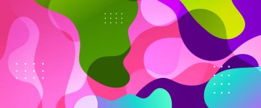 Renkli vektör gradyanı soyut basit pankart, dalga ve sıvı şekilli. Sunumlar, el ilanları, posterler, arkaplan, yıllık rapor ve davetiyeler için vektör tasarım düzeni