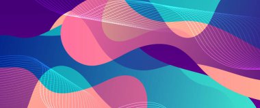 Renkli minimalist soyut gradyan, dalga şekilli basit afiş. Sunumlar, el ilanları, posterler, arkaplan, yıllık rapor, davetiyeler için vektör tasarımı