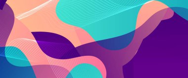 Renkli vektör basit gradyan pankart, dalgalar ve sıvı şekilli. Sunumlar, el ilanları, posterler, arkaplan, yıllık rapor, davetiyeler için vektör tasarımı