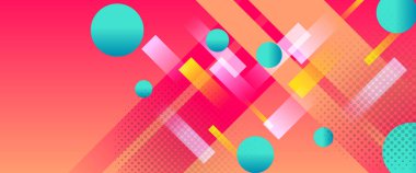 Turuncu yeşil ve pembe vektör soyut geometrik şekiller pankart. Kapak tasarımı, kitap tasarımı, poster, CD kapağı, broşür, web sitesi arka planı veya reklam için