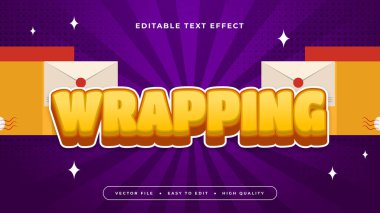 Sarı kırmızı ve mor menekşe ambalaj 3d düzenlenebilir metin efekti - yazı tipi