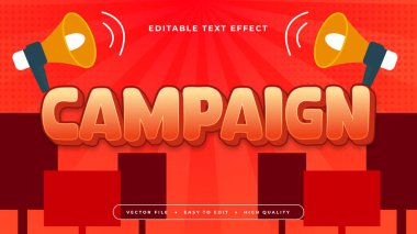 Turuncu beyaz ve kırmızı kampanya 3d düzenlenebilir metin efekti - yazı tipi