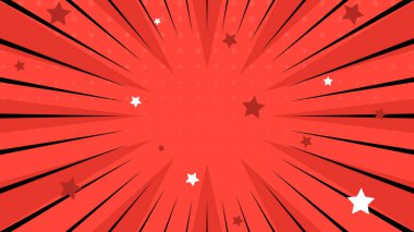 Kırmızı beyaz ve siyah soyut yaratıcı konsept çizgi romanlar sanat tarzı boş yerleşim arkaplanı. Süper kahraman tasarımı için vektör illüstrasyonu, ağ, afişler, posterler, kartlar, duvar kağıtları