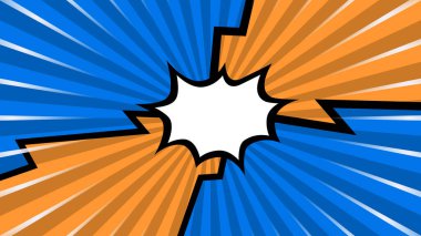 Turuncu beyaz ve mavi çizgi roman. Popüler sanat retro komedi tarzında modaya uygun bir geçmişe sahip. İllüzyon kolay düzenlenebilir. Süper kahraman tasarımı için taşıyıcı, ağ, afişler, posterler, kartlar, duvar kağıtları