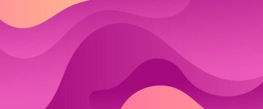 Pembe ve mor menekşe, dalga ve sıvı şekilli basit soyut gradyan pankart. Sunumlar, el ilanları, posterler, arkaplan, yıllık rapor, davetiyeler için vektör tasarımı