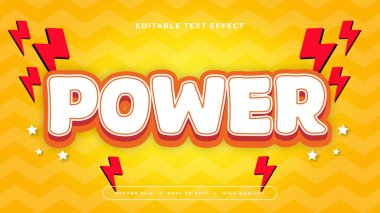 Kırmızı beyaz ve sarı güç 3d düzenlenebilir metin efekti - yazı tipi