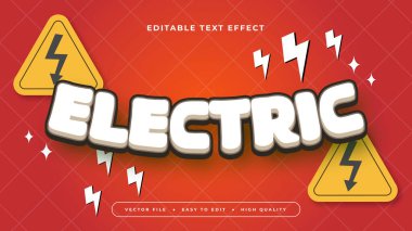 Kırmızı sarı ve beyaz elektrikli 3d düzenlenebilir metin efekti - yazı tipi