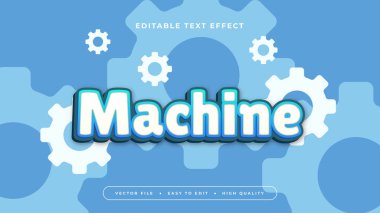 Mavi ve beyaz makine 3d düzenlenebilir metin efekti - yazı tipi biçimi