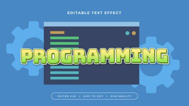 Yeşil turuncu ve mavi programlama 3d düzenlenebilir metin efekti - yazı tipi biçimi