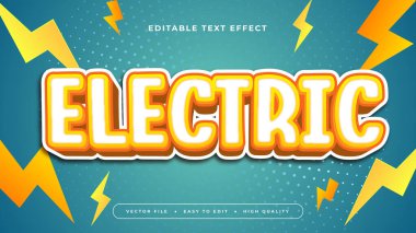 Yeşil beyaz ve turuncu elektrikli 3d düzenlenebilir metin efekti - yazı tipi biçimi