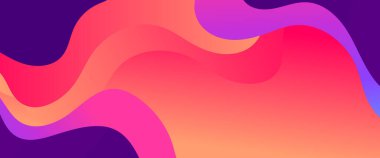 Pembe şeftali ve mor menekşe vektör modern gradyan soyut sancak dalga ve sıvı elementler vektör illüstrasyonlu. Sunumlar, el ilanları, posterler, arka plan, yıllık rapor, davetiye