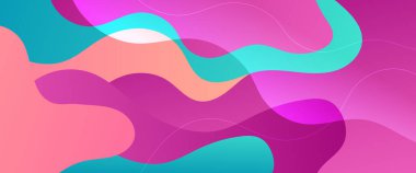 Mavi pembe ve mor menekşe vektör gradyan basit afiş soyut dalgalar ve sıvı şekiller. Sunumlar, el ilanları, posterler, arkaplan, yıllık rapor, davetiyeler için vektör tasarımı