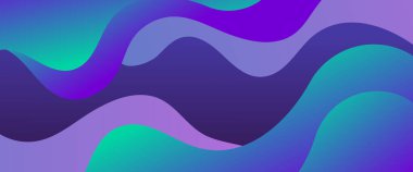 Mavi yeşil ve mor menekşe vektör soyut dalgalı basit gradyan pankart ve modern tasarım. Sunumlar, el ilanları, posterler, arkaplan, yıllık rapor, davetiyeler için vektör tasarımı
