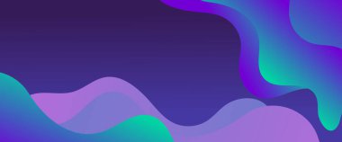 Mavi yeşil ve mor menekşe vektör gradyan modern ve basit dalga şekilli soyut pankart. Sunumlar, el ilanları, posterler, arkaplan, yıllık rapor, davetiyeler için vektör tasarımı
