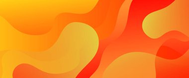 Turuncu ve sarı vektör, dalgalı ve sıvı şekilli basit gradyan pankart. Sunumlar, el ilanları, posterler, arkaplan, yıllık rapor, davetiyeler için vektör tasarımı