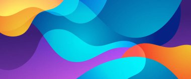 Turuncu mavi ve mor menekşe vektör modern gradyan soyut sancak dalga ve sıvı elementler vektör illüstrasyonlu. Sunumlar, el ilanları, posterler, arka plan, yıllık rapor, davetiye