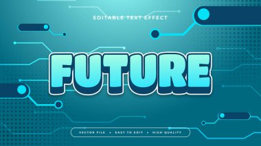 Mavi ve yeşil gelecek 3d düzenlenebilir metin efekti - yazı tipi biçimi