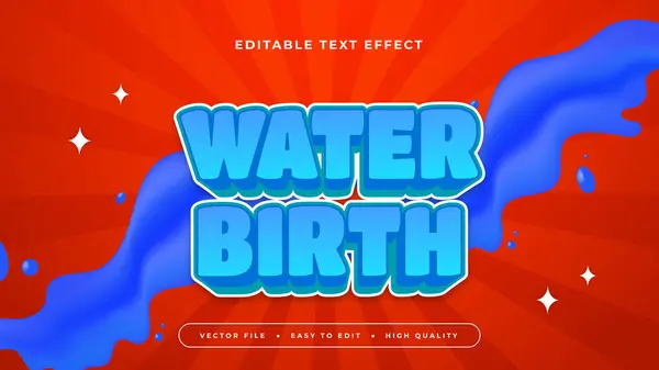 stock vector Blue red and white water birth 3d editable text effect - font style