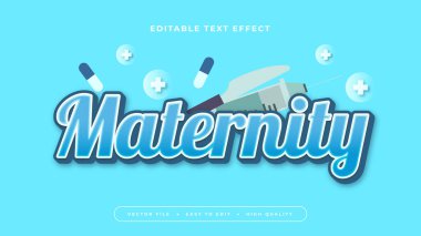 Mavi ve beyaz annelik 3d düzenlenebilir metin efekti - yazı tipi