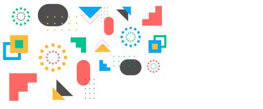 Renkli vektör modern minimalist ve basit soyut afiş memphis geometrik stili. Sunum için arkaplan, afiş, arkaplan, poster, sertifika, yıllık rapor, kapak