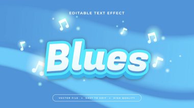 Beyaz ve mavi maviler 3d düzenlenebilir metin efekti - yazı tipi biçimi