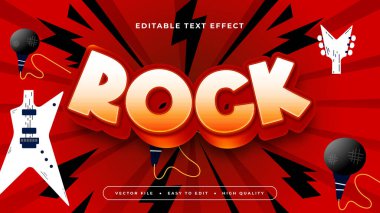 Turuncu siyah ve kırmızı rock 3d düzenlenebilir metin efekti - yazı tipi biçimi
