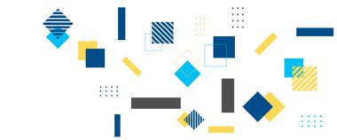 Soyut tasarım memphis geometrik tarzda renkli vektör pankartları. Pankart, arkaplan, iş veya teknoloji sunumu, web broşürü kapağı düzeni, duvar kağıdı için