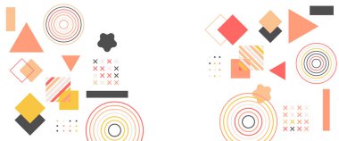 Renkli vektör modern soyut afişler geometrik memphis düz tasarımlı. Arkaplan, poster, el ilanı, afiş, davetiye, kitap kapağı, katalog, rapor