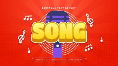 Kırmızı sarı ve mor menekşe şarkısı 3d düzenlenebilir metin efekti - yazı tipi biçimi