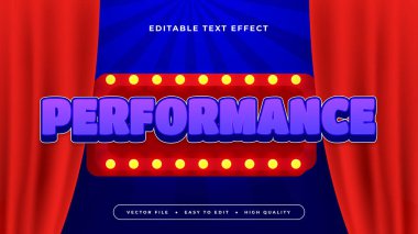 Kırmızı mavi ve mor menekşe performansı 3d düzenlenebilir metin efekti - yazı tipi biçimi