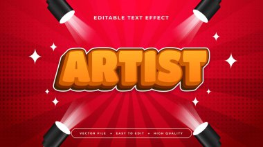 Turuncu kırmızı ve siyah sanatçı 3d düzenlenebilir metin efekti - yazı tipi