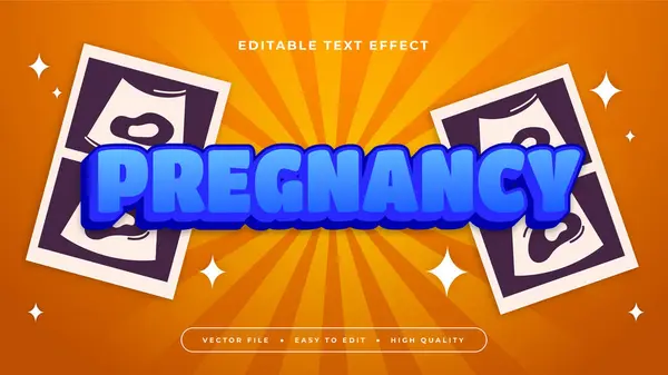 stock vector Orange white and blue pregnancy 3d editable text effect - font style